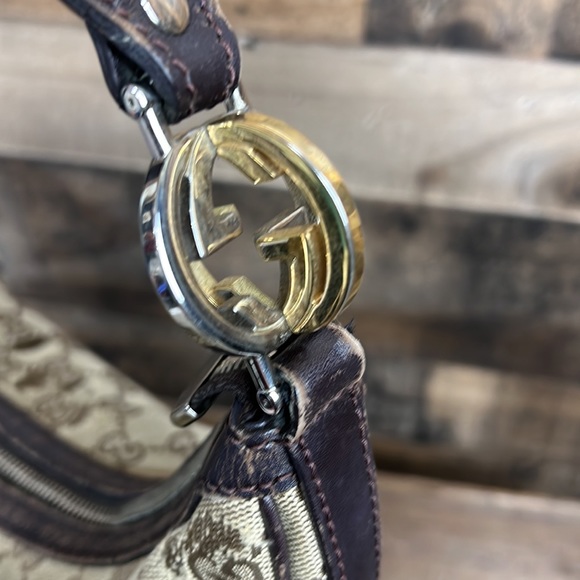 Vintage Gucci Canvas Hobo Bag Purse - Picture 5 of 16